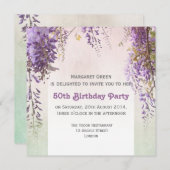 Violett-Wisteria personalisiertes Geburtstagsfest Einladung (Vorne/Hinten)