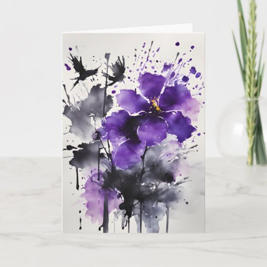 Violetta - Wasserfarben Blumen Karte (Vorderseite)