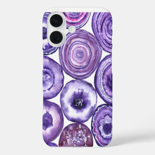 Violettagnetmuster Monogramm iPhone 16 Hülle