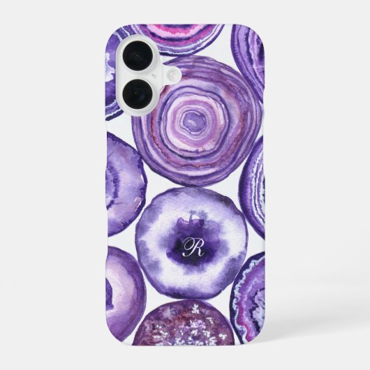 Violettagnetmuster Monogramm iPhone 16 Hülle (Rückseite)
