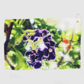 Violettblaue Blume sieht wie Ölmalerei aus Golfhandtuch (Horizontal)