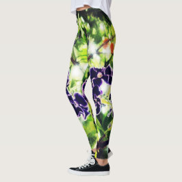 Violettblaue Blume sieht wie Ölmalerei aus Leggings