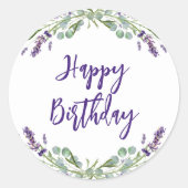 Violettblütenblätter Eukalyptus zum Geburtstag Runder Aufkleber (Vorderseite)