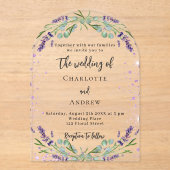 Violettblütenblüten Eukalyptusfrühstück Acryleinladungen (Vorderseite)