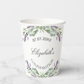 Violettblütenkonfirmation von Lavendel Pappbecher (Rückseite)