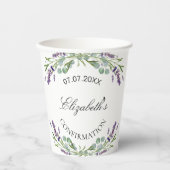 Violettblütenkonfirmation von Lavendel Pappbecher (Vorderseite)
