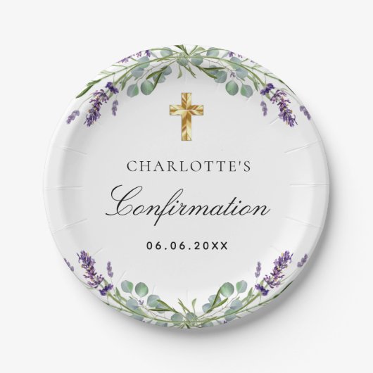Violettblütenkonfirmation von Lavendel Pappteller (Vorderseite)