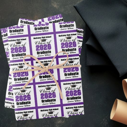 Violette Abschlussklasse 2026 Individuelle Abschlu Geschenkpapier Set