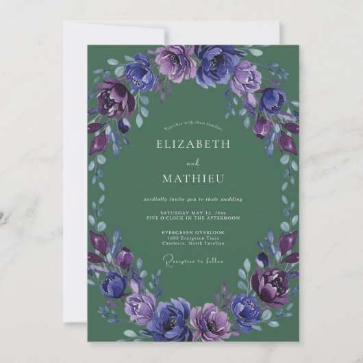 Violette Amethyst-Petal-Hochzeit Einladung (Vorderseite)