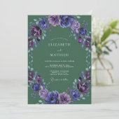 Violette Amethyst-Petal-Hochzeit Einladung (Stehend Vorderseite)