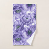Violette Anemone Blume Aquarellmuster Badhandtuch Set (Handtuch)
