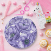 Violette Anemone Blume Aquarellmuster Pappteller (Party)