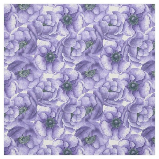 Violette Anemone Blume Aquarellmuster Stoff (Muster)