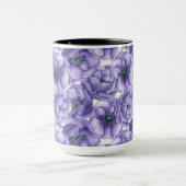 Violette Anemone Blume Aquarellmuster Tasse (Zentrum)