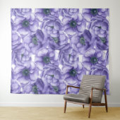 Violette Anemone Blume Aquarellmuster Wandteppich (Beispiel (Horizontal))