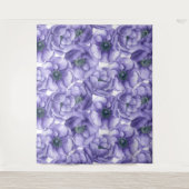 Violette Anemone Blume Aquarellmuster Wandteppich (Vorderseite)