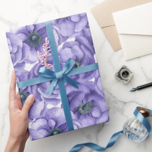 Violette Anemonen-Blumen Aquarell-Muster Geschenkpapier