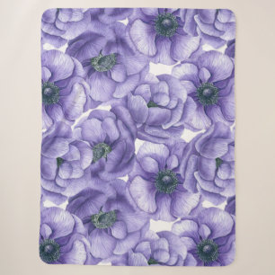 Violette Anemonenblumen Wasserfarben Muster Sherpadecke