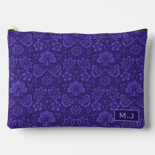 Violette antike Damast elegante Monogramm- Zubehörtasche