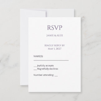 Violette Antwort bearbeitbare Hochzeits-RSVP-Antwo Einladung