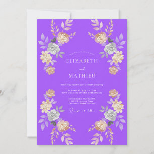 Violette Aprikosen-Blüten-Hochzeit Einladung