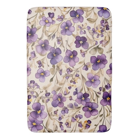 Violette - Aquarell Badematte (Vorderseite Vertikal)