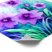 Violette Aquarellblumen Poster (Ecke)