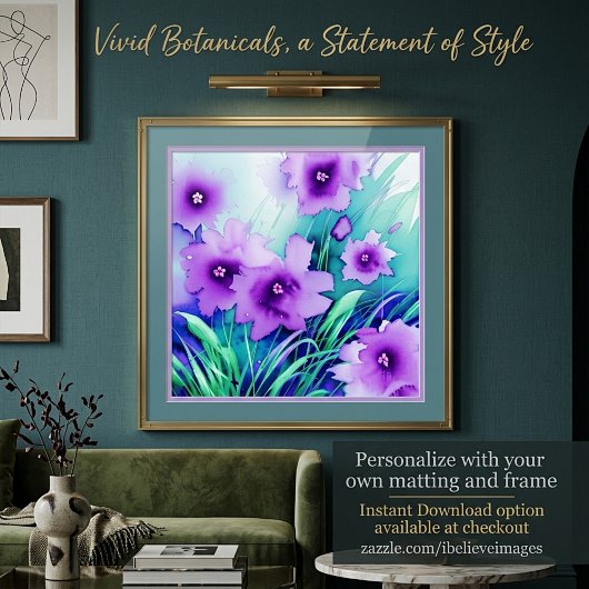 Violette Aquarellblumen Poster
