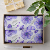 Violette Aquarellblumen und grüne Blätter Seidenpapier (Geschenk)