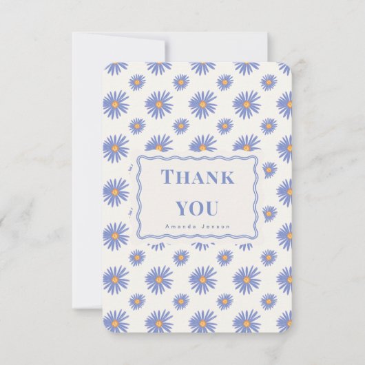 Violette Aster Personalisierte Flache Dankeskarten Dankeskarte (Vorderseite)