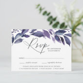 Violette Auswahl an botanischen Speisen RSVP Karte (Stehend Vorderseite)