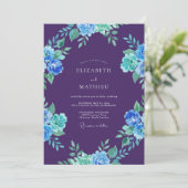 Violette Azure-bemalte Hochzeit Einladung (Stehend Vorderseite)