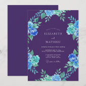 Violette Azure-bemalte Hochzeit Einladung (Vorne/Hinten)