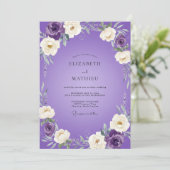 Violette Bemalte Blütenhochzeit Einladung (Stehend Vorderseite)