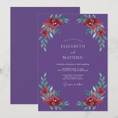 Violette bemalte Hochzeit Einladung (Vorne/Hinten)