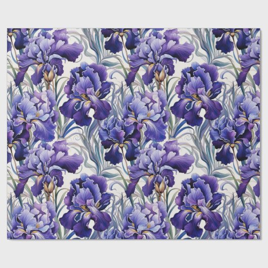 Violette Blaue Iris  Geschenkpapier (Flach)