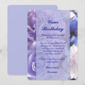 Violette Blaue Rose Geburtstagskarte Einladung (Vorne/Hinten)