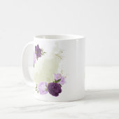 violette blühende grüne Blätter Kaffeetasse (Vorderseite Links)