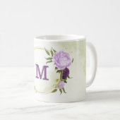 violette blühende grüne Blätter Kaffeetasse (VorderseiteRechts)