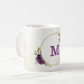 violette blühende grüne Blätter Kaffeetasse (Vorderseite Links)