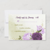 violette blühende grüne Blätter RSVP Karte (Vorderseite)