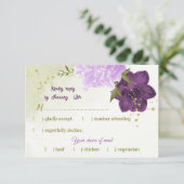 violette blühende grüne Blätter RSVP Karte (Stehend Vorderseite)