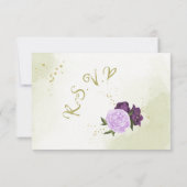 violette blühende grüne Blätter RSVP Karte (Rückseite)