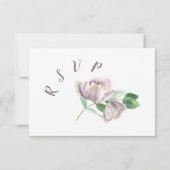 violette blühende grüne Blätter RSVP Karte (Rückseite)