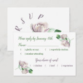 violette blühende grüne Blätter RSVP Karte (Vorne/Hinten)