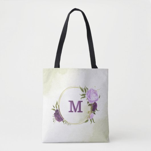 violette blühende grüne Blätter Tasche (Vorderseite)