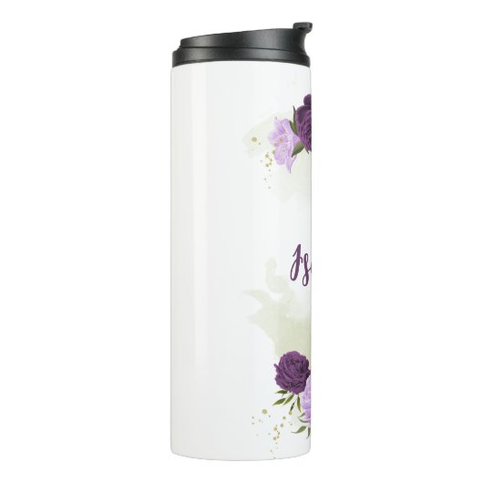 violette blühende grüne Blätter Thermosbecher (Nach links gedreht)