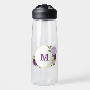 violette blühende grüne Blätter Trinkflasche