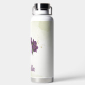 violette blühende grüne Blätter Trinkflasche (Rückseite)