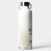 violette blühende grüne Blätter Trinkflasche (Vorderseite)